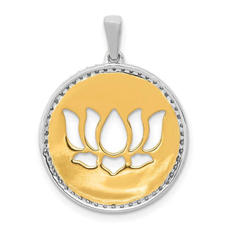 14k Two-Tone Gold Diamond Lotus Flower Pendant