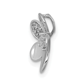 14k White Gold 1/20ctw Diamond Flower Chain Slide Pendant