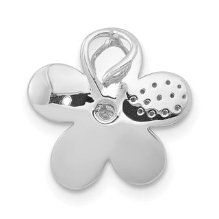 14k White Gold 1/20ctw Diamond Flower Chain Slide Pendant