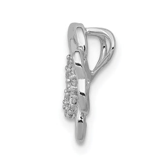 14k White Gold 1/15ctw Diamond Four Leaf Clover Slide
