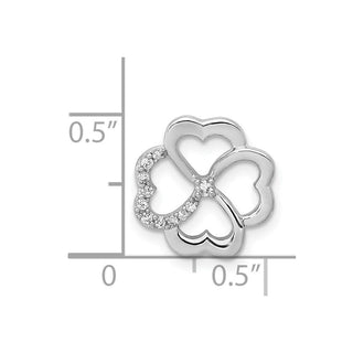 14k White Gold 1/15ctw Diamond Four Leaf Clover Slide