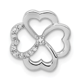 14k White Gold 1/15ctw Diamond Four Leaf Clover Slide