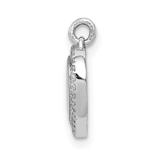 14k White Gold 1/10ctw Diamond Fancy Polished Heart Charm