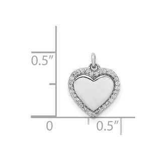 14k White Gold 1/10ctw Diamond Fancy Polished Heart Charm