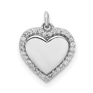14k White Gold 1/10ctw Diamond Fancy Polished Heart Charm