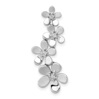 14k White Gold 1/8ctw Diamond Four Flower Slide
