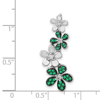 14k White Gold Diamond and Emerald 4 Flowers Pendant PM4045-EM-012-WA