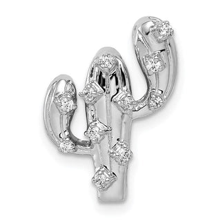 14k White Gold 1/10ctw Diamond Cactus Pendant
