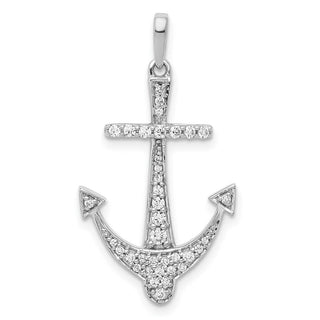 14k White Gold 1/4ctw Diamond Anchor Pendant PM4053-025-WA