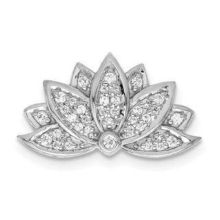 14k White Gold 1/5ctw Diamond Lotus Flower Slide