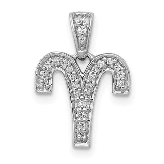 14k White Gold Diamond Aries Pendant