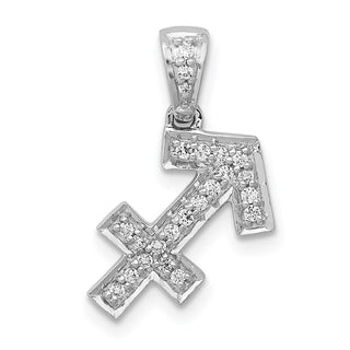 14k White Gold Diamond Sagittarius Pendant