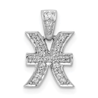 14k White Gold Diamond Pisces Pendant
