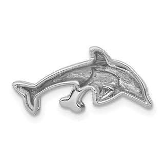 14k White Gold Diamond Dolphins Slide