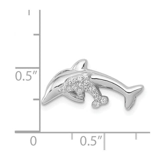 14k White Gold Diamond Dolphins Slide