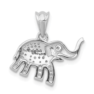 14K White Gold Diamond Elephant Pendant