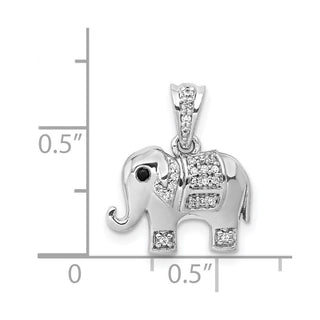 14k White Gold Black/White Diamond Elephant Pendant