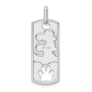 14k White Gold Polished Live Love Adopt Paw Dag Tag Charm