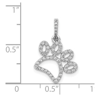 14k White Gold 1/4ctw Diamond Paw Print Pendant