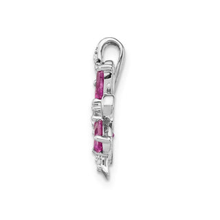 14k White Gold Diamond and 2.44ctw Citrine/Pink Tourmaline Flower Pendant