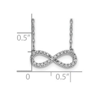 14k White Gold Polished Diamond Infinity Symbol 18 inch Necklace
