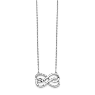 14k White Gold Diamond Double Infinity Symbol 18 inch Necklace