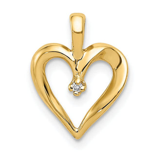 14k Yellow Gold AA Diamond Heart Pendant