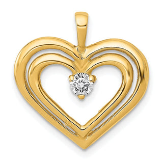 14k Yellow Gold Diamond Double Heart Pendant