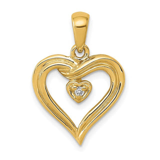 14k Yellow Gold Diamond Heart Pendant PM4843-002-YA