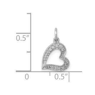 14k White Gold 1/20ctw Diamond Curved Heart Charm