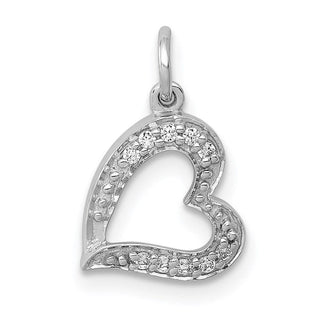 14k White Gold 1/20ctw Diamond Curved Heart Charm