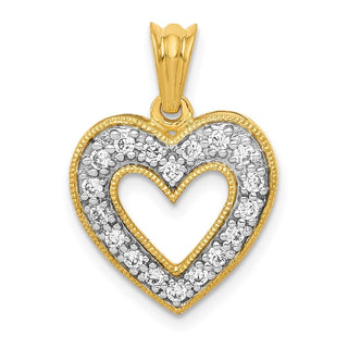 14k Yellow Gold Lab Grown Diamond Si1/Si2 Ghi Heart Pendant 4861
