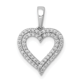 14k White Gold 1/4ctw Diamond Double Edged Heart Pendant