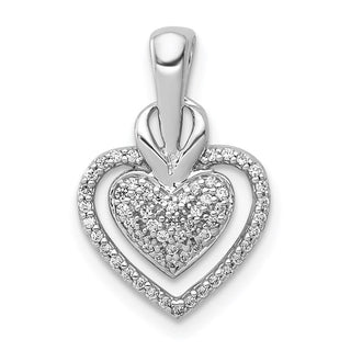14k White Gold 1/5ctw Diamond Fancy Double Heart Slide