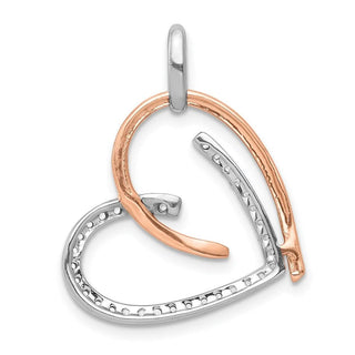 14k White and Rose Gold 1/4ctw Diamond Heart Charm