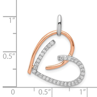 14k White and Rose Gold 1/4ctw Diamond Heart Charm