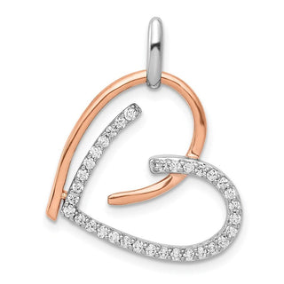 14k White and Rose Gold 1/4ctw Diamond Heart Charm