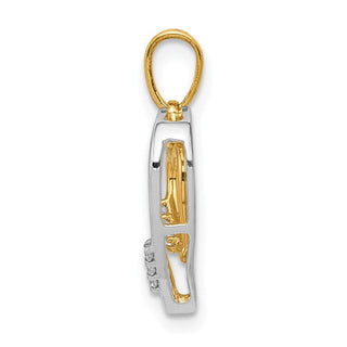 10K White & Yellow Gold Heart Charm Diamond Heart Pendant
