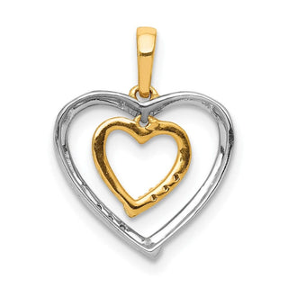 10K White & Yellow Gold Heart Charm Diamond Heart Pendant