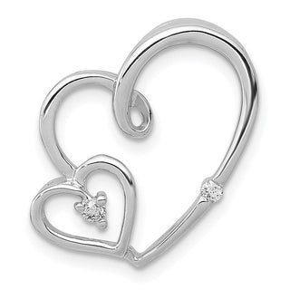 14k White Gold 1/20ctw Diamond Double Hearts Slide