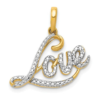 10K Yellow Gold w/Rhodium-plating .02ctw Diamond LOVE Pendant
