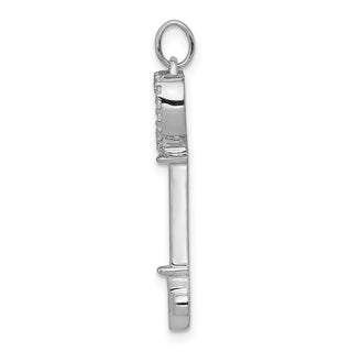 14k White Gold Diamond Heart Key Charm