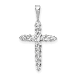 14k White Gold Lab Grown Diamond Si1/Si2 Ghi Cross Pendant Pm4949