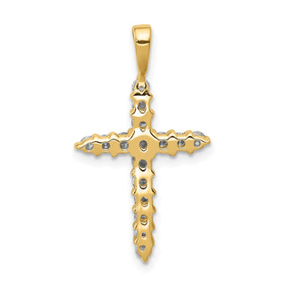 14k Yellow Gold Lab Grown Diamond Si1/Si2 Ghi Cross Pendant 4949