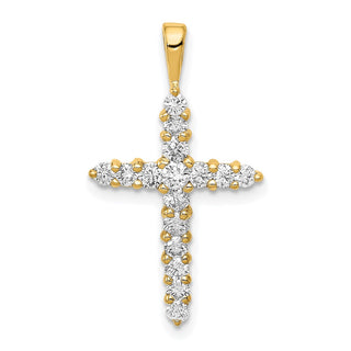 14k Yellow Gold Lab Grown Diamond Si1/Si2 Ghi Cross Pendant 4949