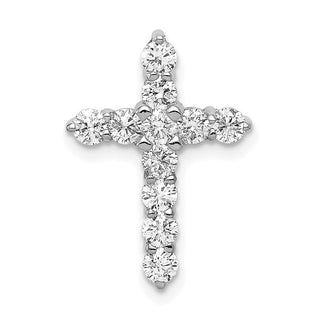 14k White Gold AA 3/4ctw Diamond Cross Chain Slide Pendant