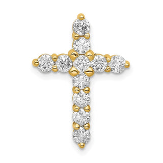 14K Yellow Gold AA 1ctw Diamond Cross Chain Slide Pendant