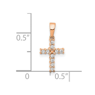 14k Rose Gold Diamond Latin Cross Pendant