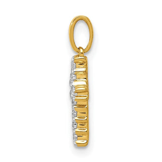 14k Yellow Gold and Rhodium 1/10ctw Diamond Latin Cross Pendant