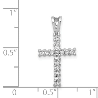 14k White Gold 1/4ctw Diamond Latin Cross Pendant